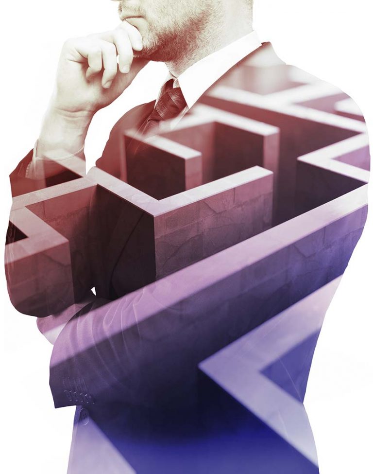 businessman thinking lost in a maze, bpo, business process outsourcing, outsource business processes, nz bpo