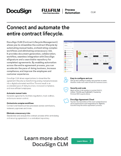 DocuSign CLM - Automate your entire contract lifecycle with your local NZ team from FUJIFILM Process Automation.