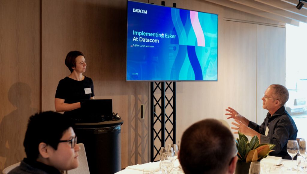 Irene Direnko-Smith speaking in Auckland about the benefits of AI in AP